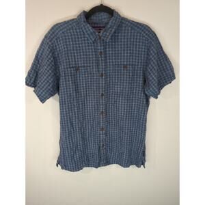 Patagonia Blue Checkered Back Step Shirt Mens M Hemp & Organic Cotton Casual Top